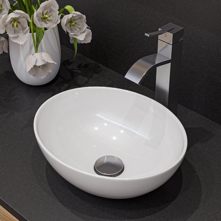 ALFI BRAND ALFI brand ABC913 White 16" Egg Shape Above Mount Ceramic Sink ABC913